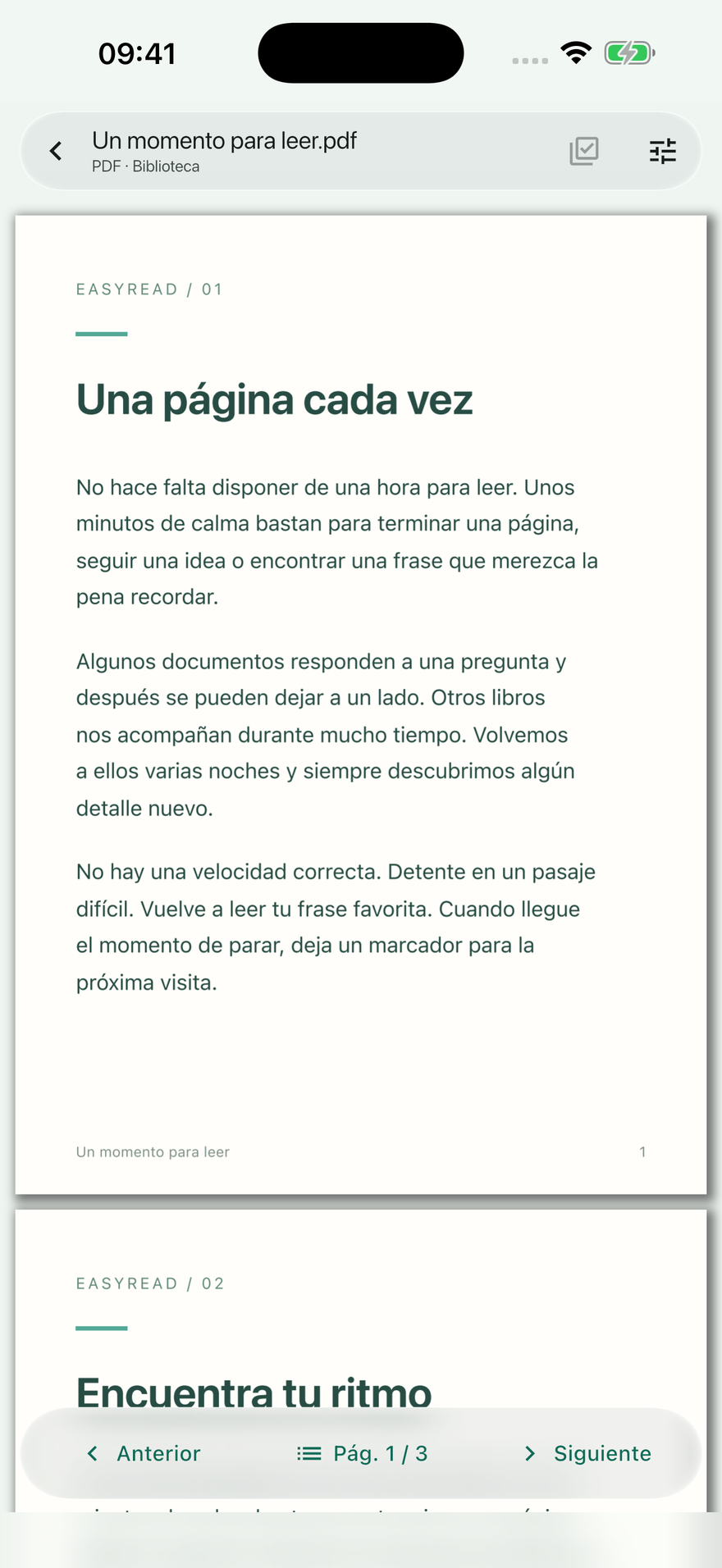 La página, en primer plano. Los controles, siempre a mano.