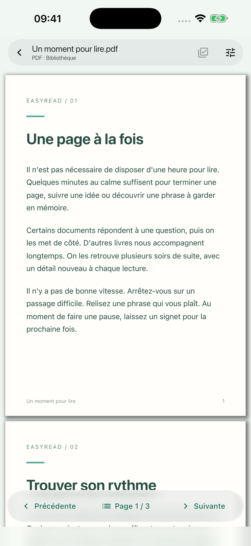 La page a toute sa place. Les commandes restent à portée de main.